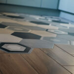 Wood and Tile flooring meeting
