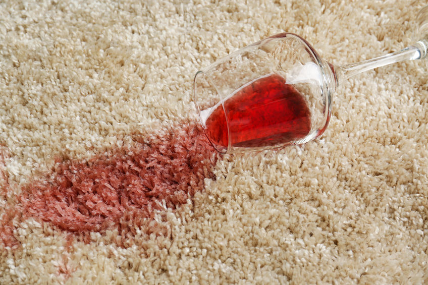 Wine spilled on carpet